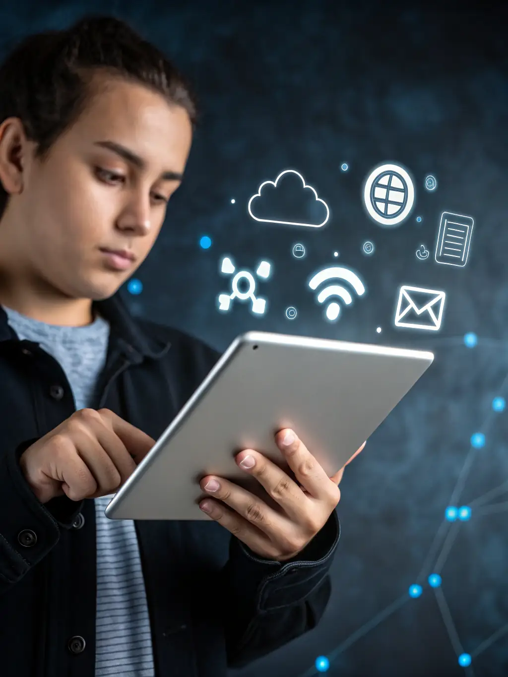 A person signing up on a tablet, with a friendly user interface visible on the screen, indicating the start of the TTAActiveFeed AI process.